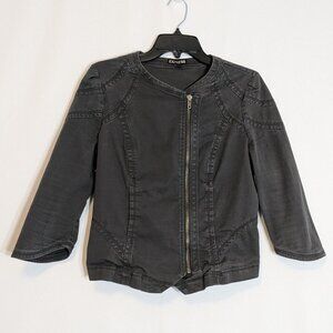 EXPRESS Gray Stretch Twill 3/4 Sleeve, Zip, Short Casual Jacket; Size 6